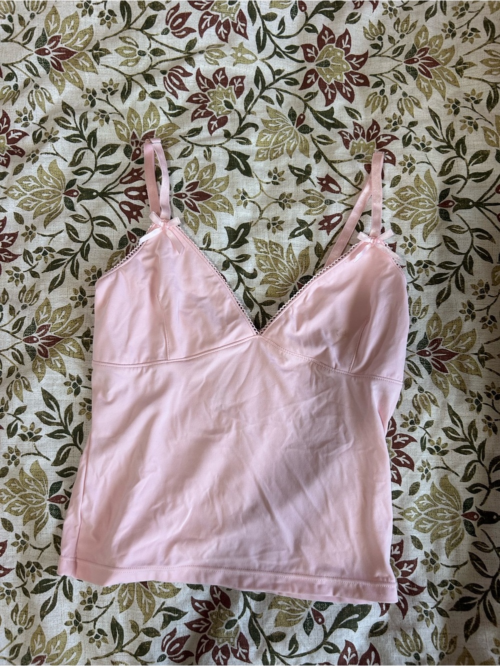 House of CB Pink Satin-Look Lace Trim Tank Top